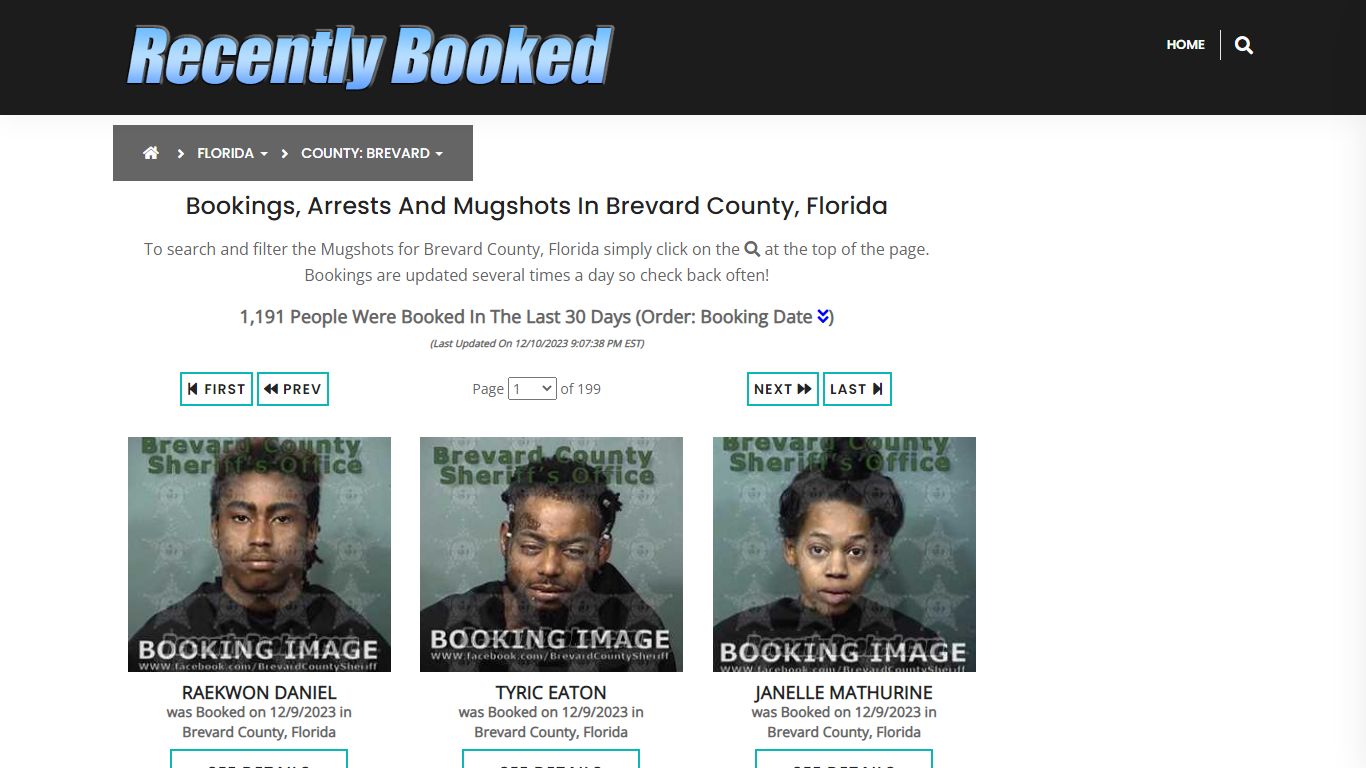 Recent bookings, Arrests, Mugshots in Brevard County, Florida